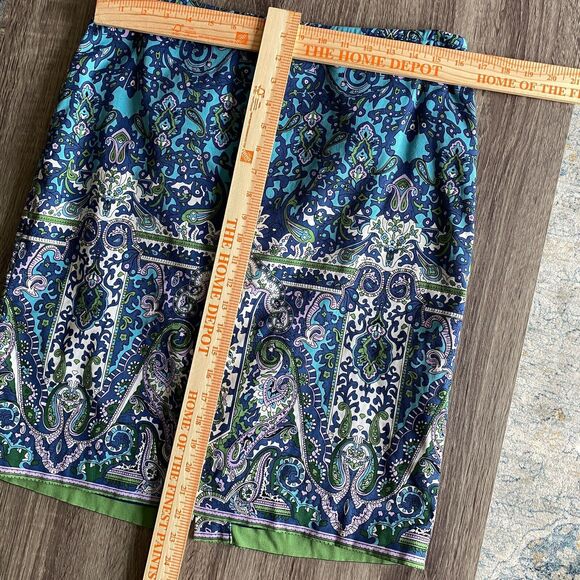 Talbots Womens Petites Skirt 10P Blue Purple Paisley Floral Pencil Lined Stretch - Picture 9 of 10